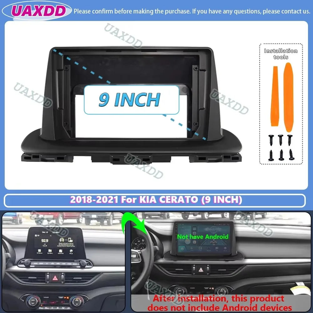 For 2018-2021 KIA CERATO 9INCH 2 Din Car stereo radio Android frame panel fascia cable vid