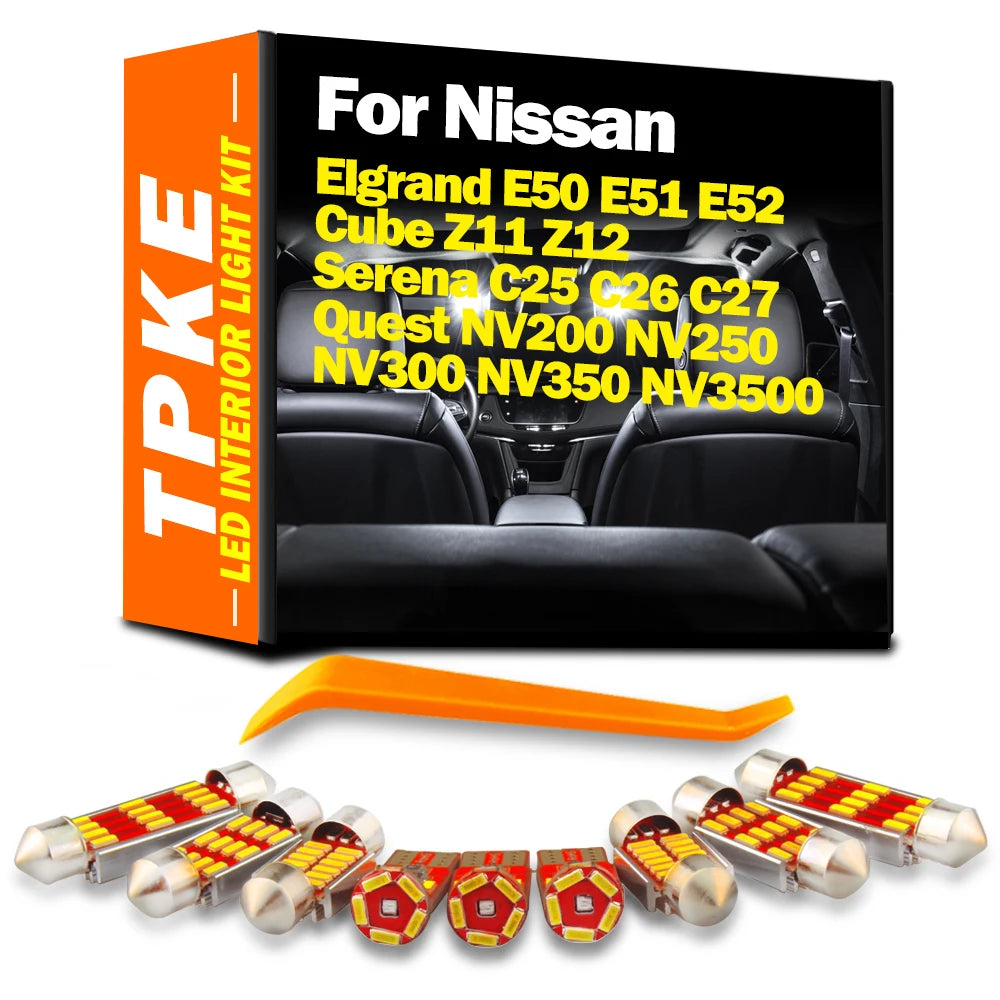LED Interior Light Kit for Nissan Elgrand E50 E51 E52 Cube Z11 Z12 Serena C25 C26 C27 Quest NV200 NV250 NV300 NV350 N...