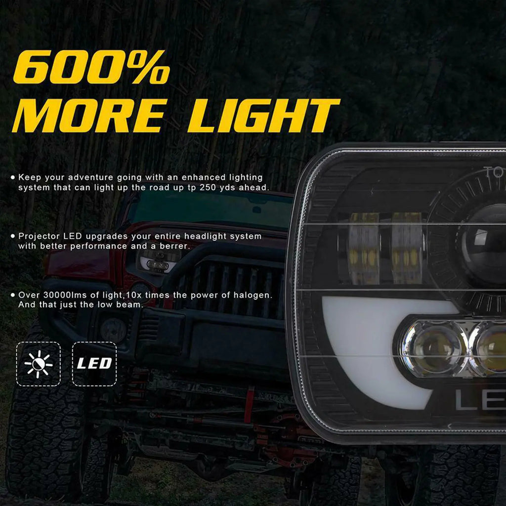 7inch H4 Led Light For Jeep Wrangler Toyota Nissan Ford off road Square Headlight Assembly