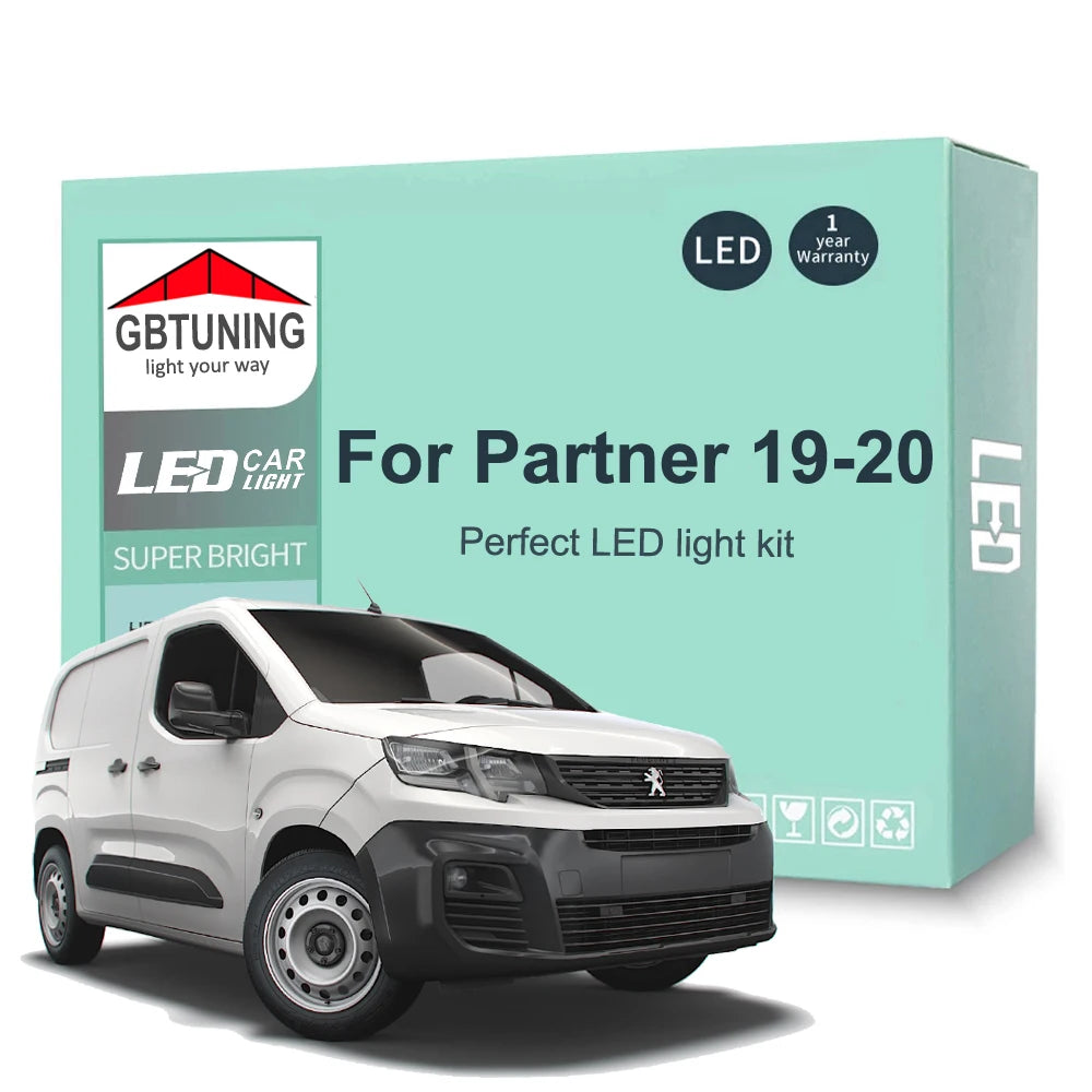 16-Piece LED Interior Light Kit for Peugeot Partner MK3 - Canbus Error-Free Bulbs | AUTOKITSHOP