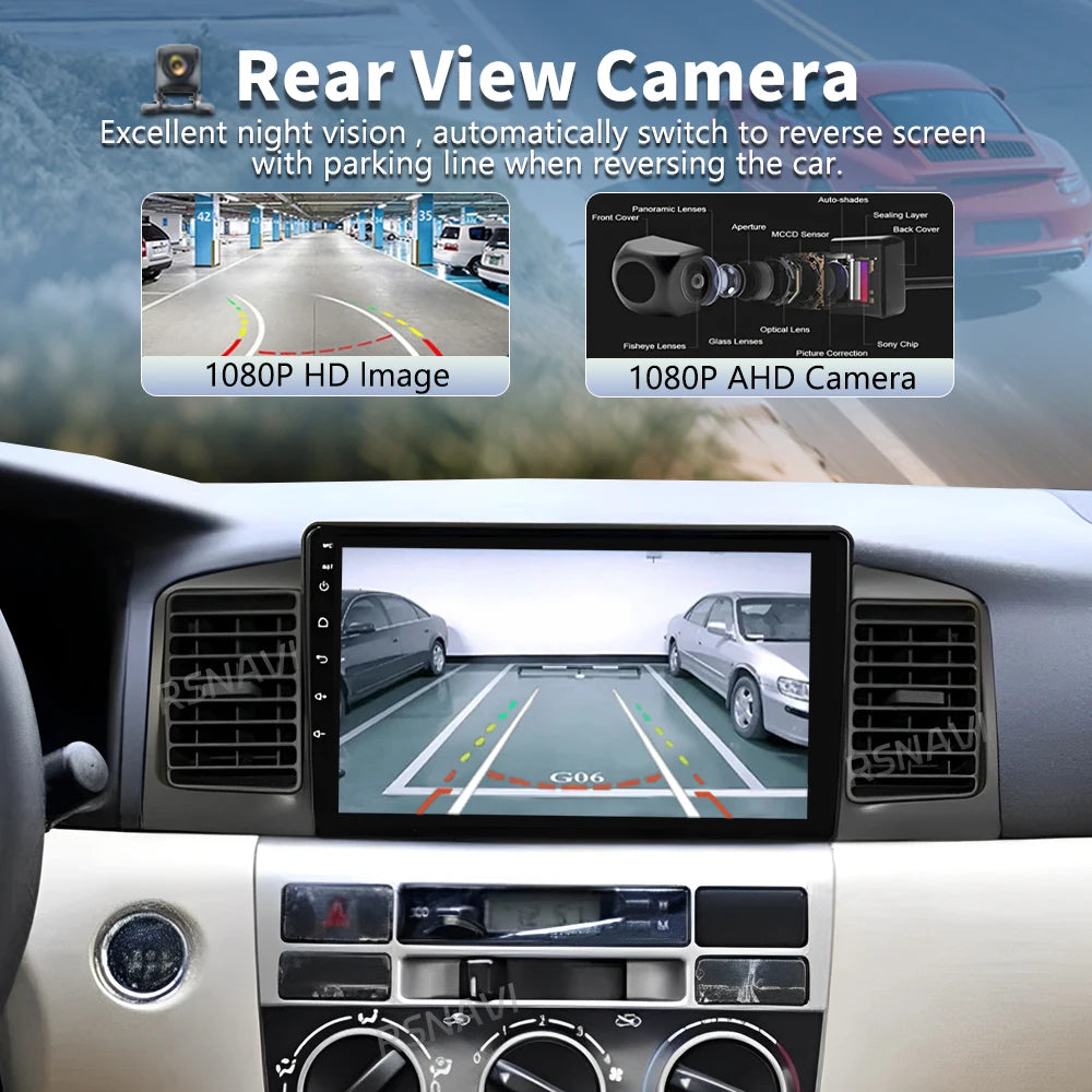 Qualcomm Android 16 For Toyota Corolla E130 E120 2000 -2004 2K QLED Android Car Radio Mult