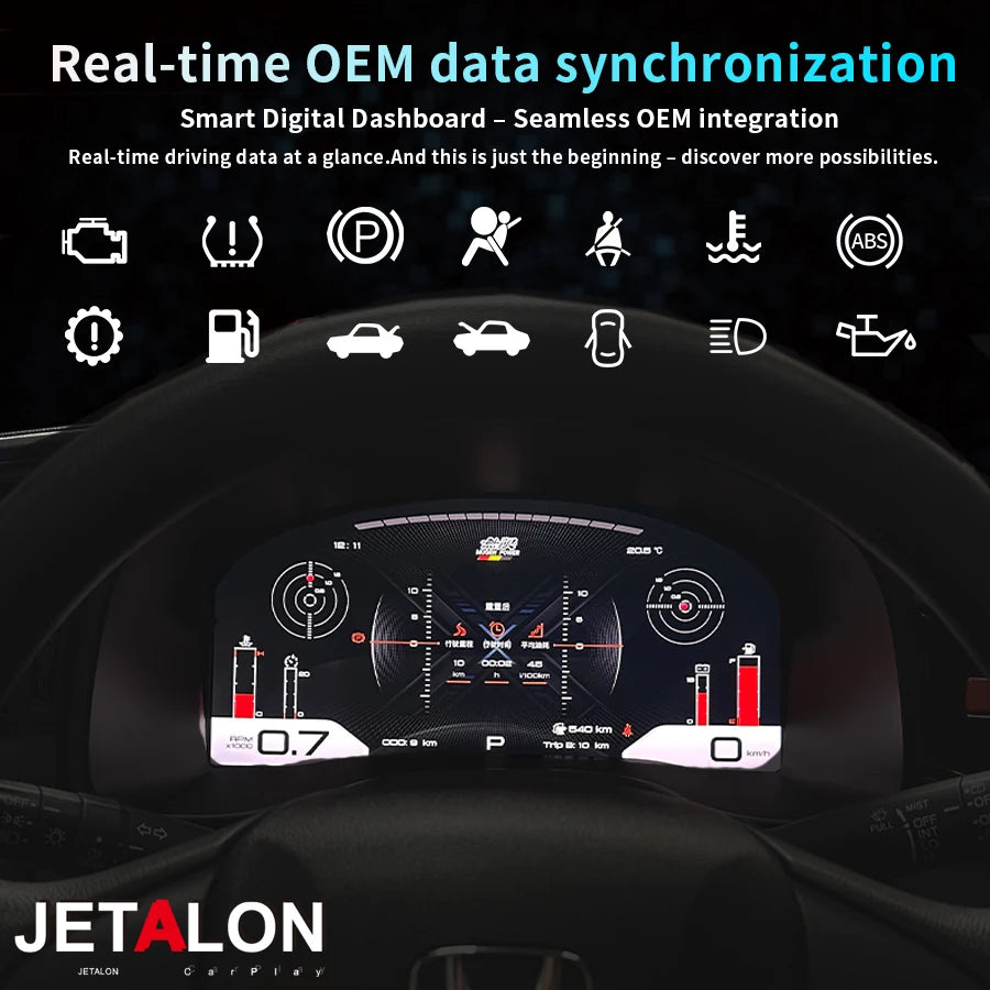 12.3Inch Car LCD Instrument For Honda Fit JAZZ LCD Panel Cluster Map Multiple Colorful UI