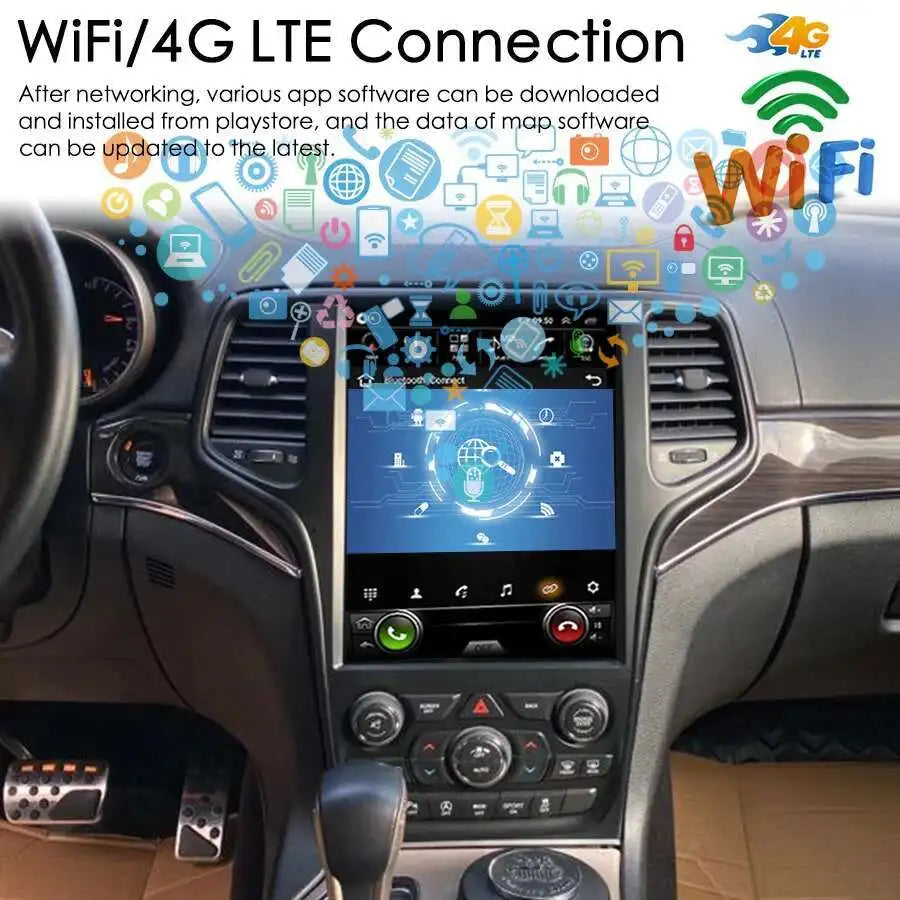 256GB Android 14 IPS Screen Car Radio GPS Navigation For JEEP Grand Cherokee Stereo Multim
