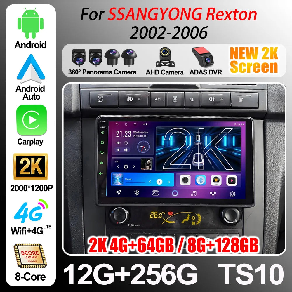 Android 16 For Ssangyong Rexton 2002 2003 2004 2005 2006 Car Radio Carplay Player Multimed | AUTOKITSHOP