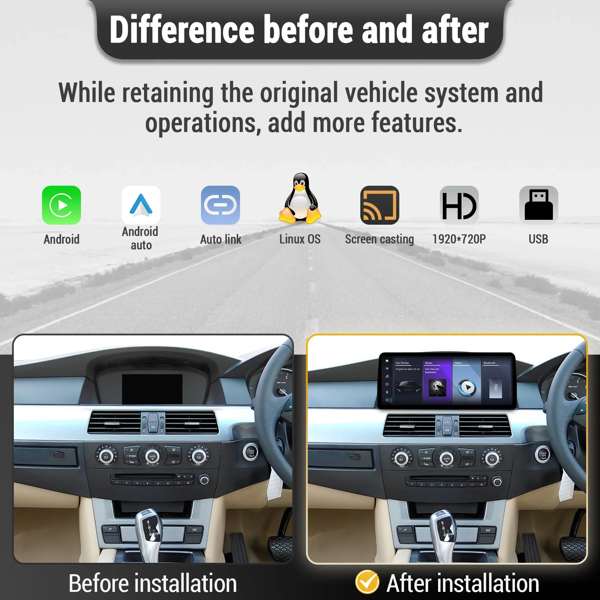 Linux Multimedia Screen Right Hand Drive For BMW 3 series E90 E91 E92 E93 2007 2008-2012 C