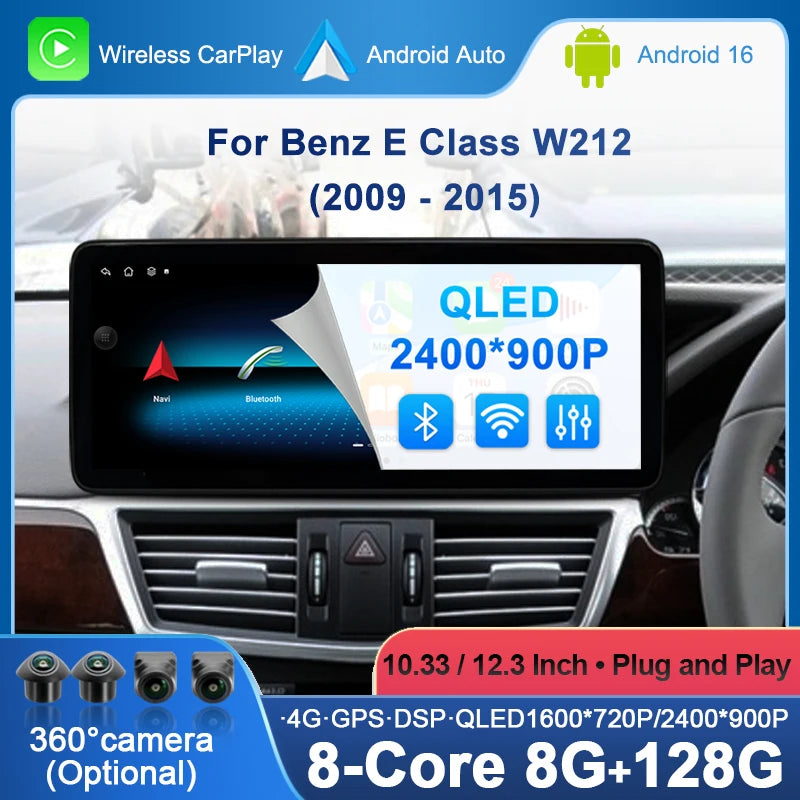 Android 16 Auto Car Radio Right Hand Drive For Mercedes Benz E Class W212 2009-2015 Naviga