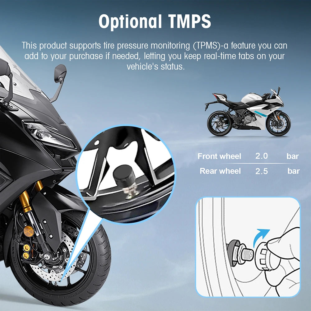 5" Motorcycle Navigation GPS Wireless Carplay&Android Auto Moto Monitor IPX67 Waterproof D