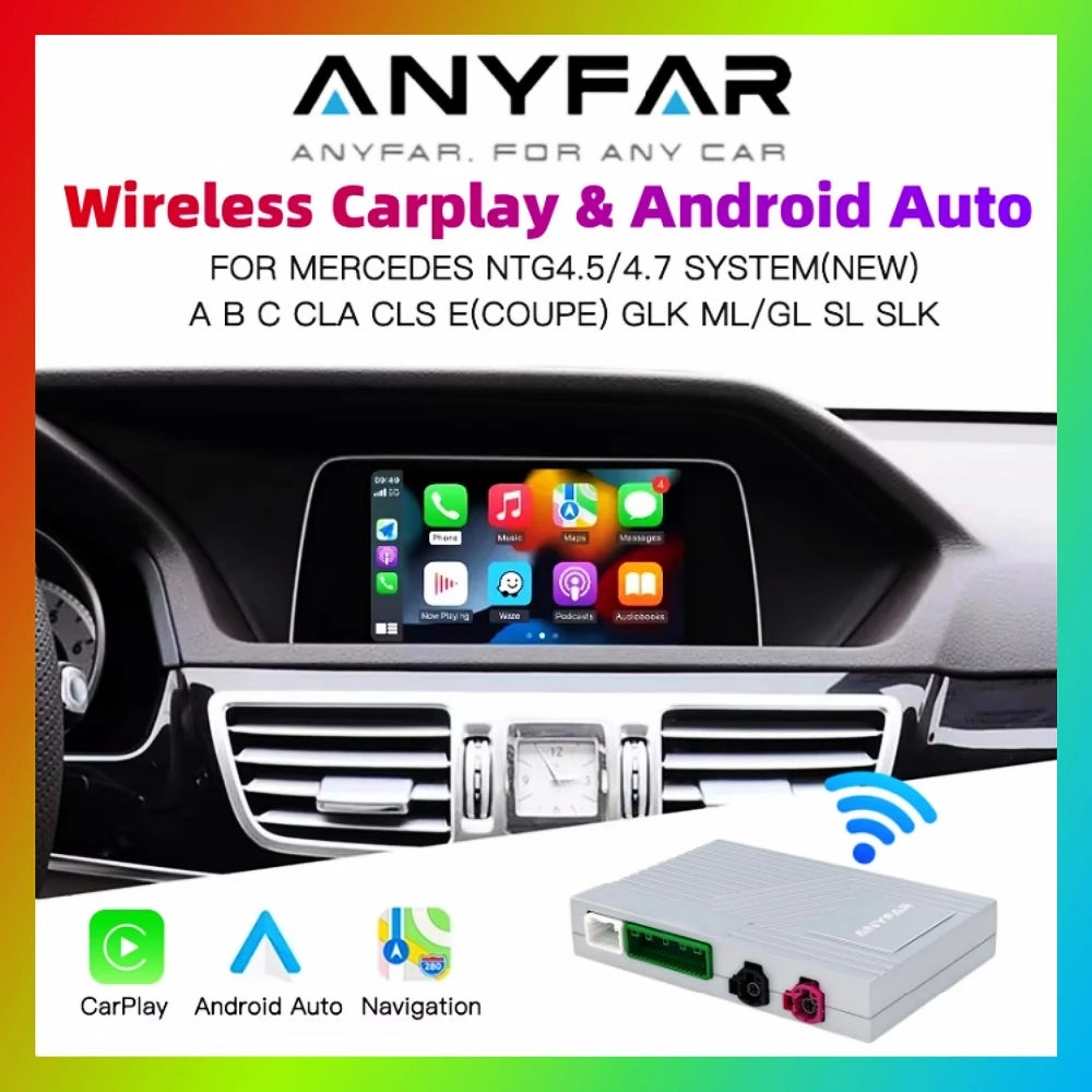 ANYFAR Wireless CarPlay Android Auto for Mercedes Benz A B C E Class GLA CLA GLK SLK CLS W | AUTOKITSHOP