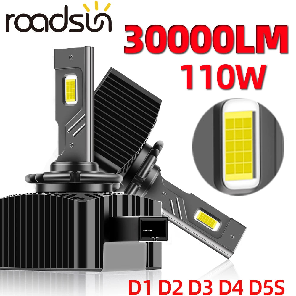 roadsun D1S Led Headlight Canbus 30000LM 110W D3S D2S D4S D5S ds1 Auto Xenon Bulbs Car Lig