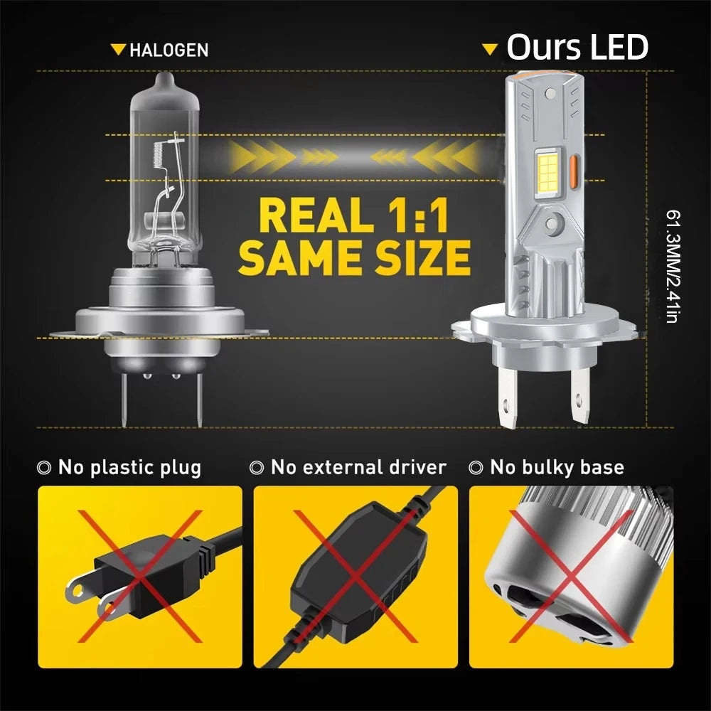 2/4Pcs Led Headlight Bulb 400W 6000K Auto Lamp H7 HB3 Wireless For Mitsubishi Outlander 20