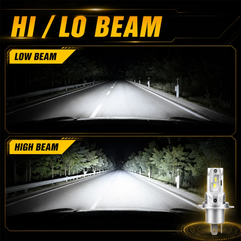 BULLVISION H4 LED Headlights CANBUS Wireless Car Headlamps 4200000LM 3500W 6000K 12V 24V L