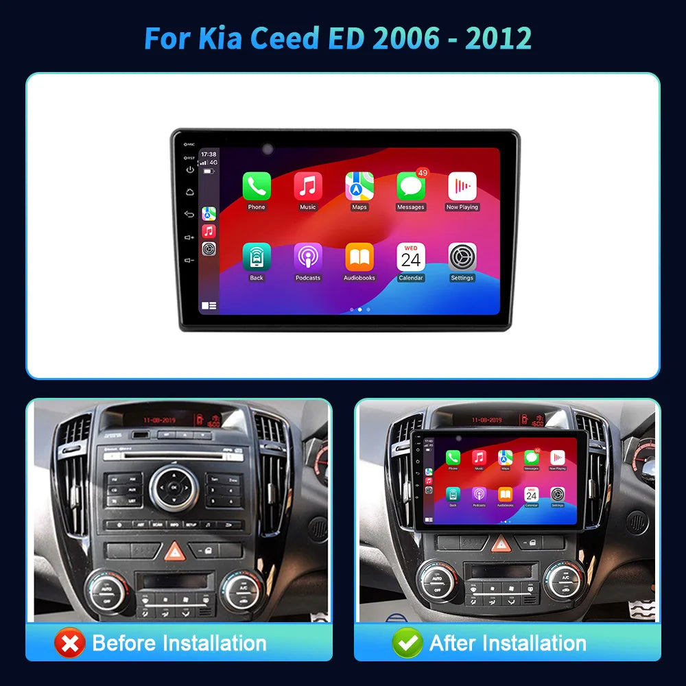 For Kia Ceed ED 2006 2007 2008-2012 Android 14 Car Radio Multimedia Navigation BT Carplay
