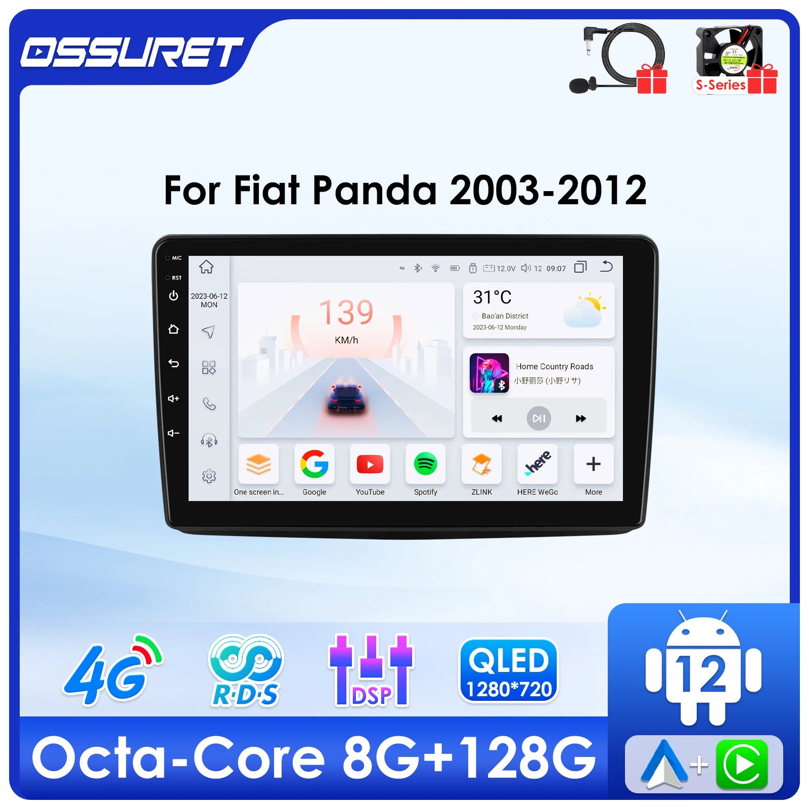 4G 8Core Android 14 Car radio for Fiat Panda 2003-2009 2010 2011 2012 multimedia player 61