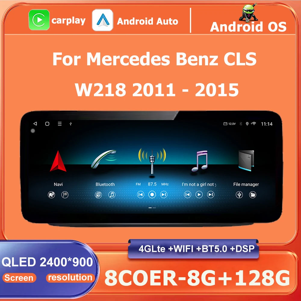 Android 16 Navigation GPS Touch Screen QLED Carplay For Mercedes Benz CLS W218 2011 - 2015