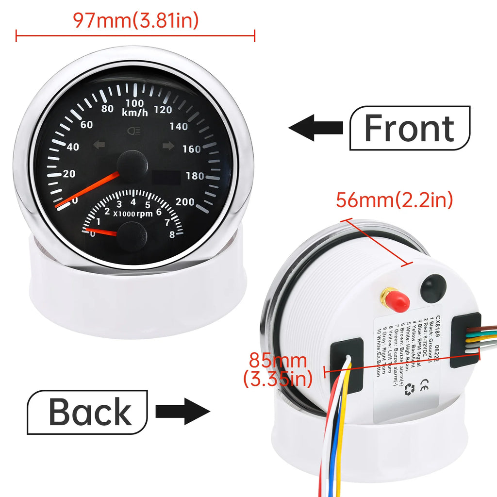 85mm Digital Car Truck Boat GPS Speedometer Gauge 0-200KM/H 0-120kmh Speed Meter Tachometer 8000 - Automotive LED Light