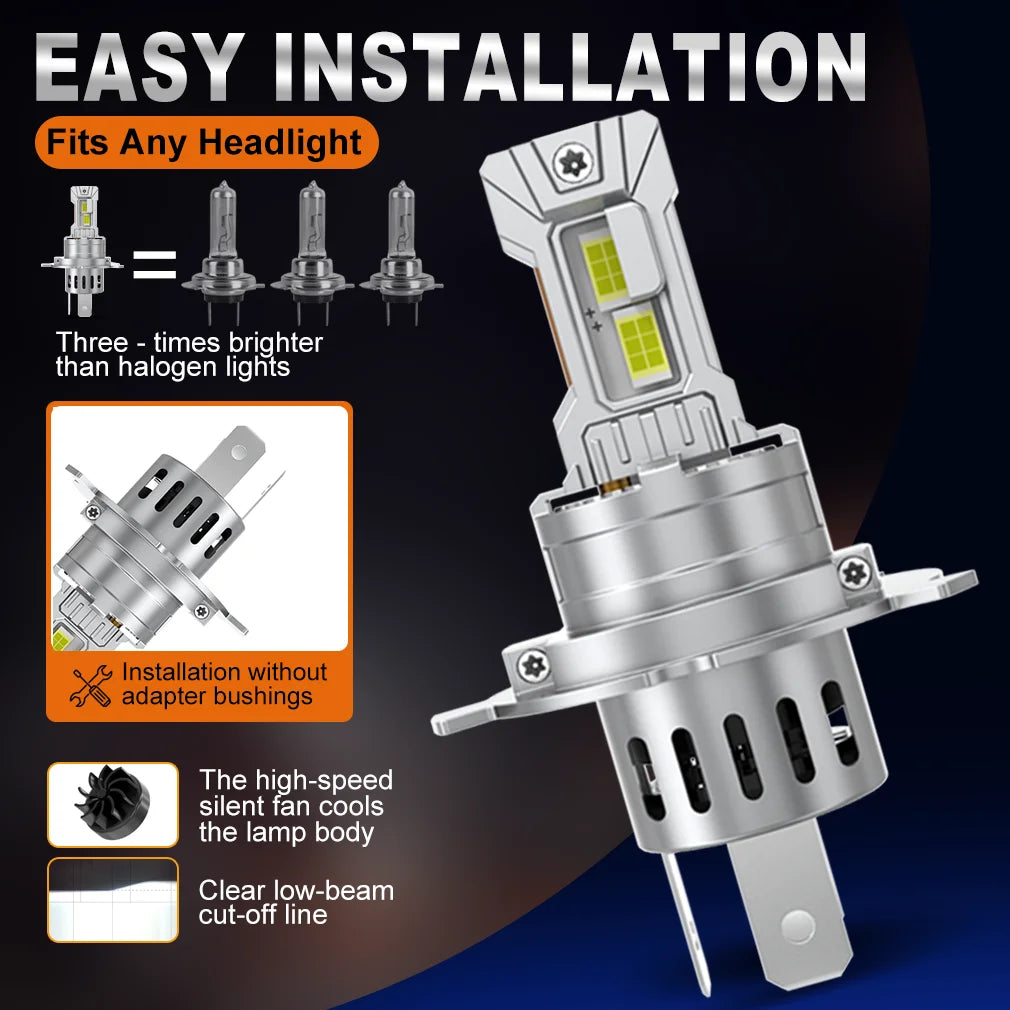 TOAUTO H4 LED Headlight Canbus 80W 40000LM 9005 9006 H11 H7 LED Lights Bulbs Car Turbo Lam