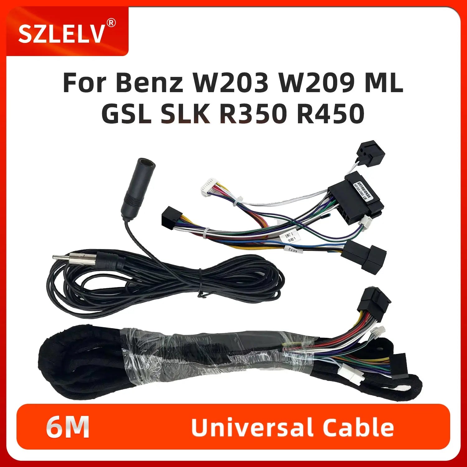 Car Radio Autoradio Player 6M Power Extension Cable with FM AM Antenna For Mercedes Benz W