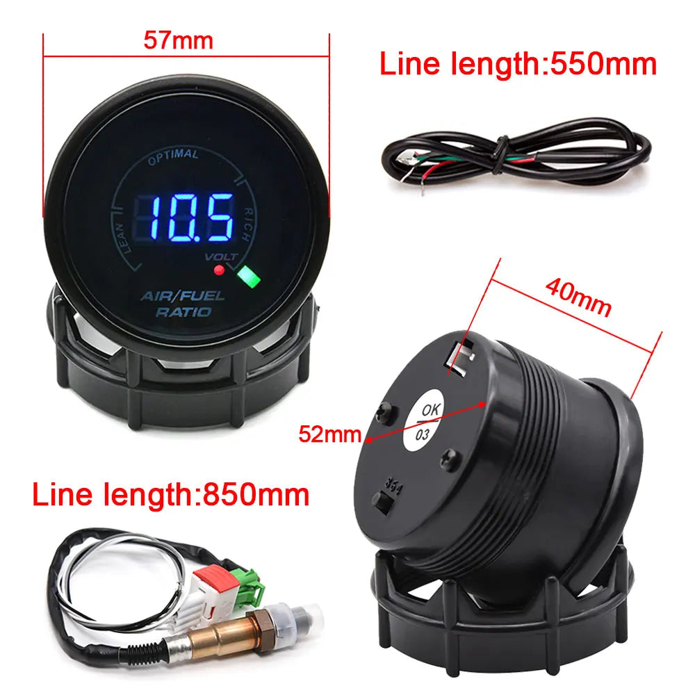 ADQ Digital 52mm Air Fuel Ratio Gauge LED Digital Display With Narrowband O2 Oxygen Sensor 06J90 - Automotive LED Light