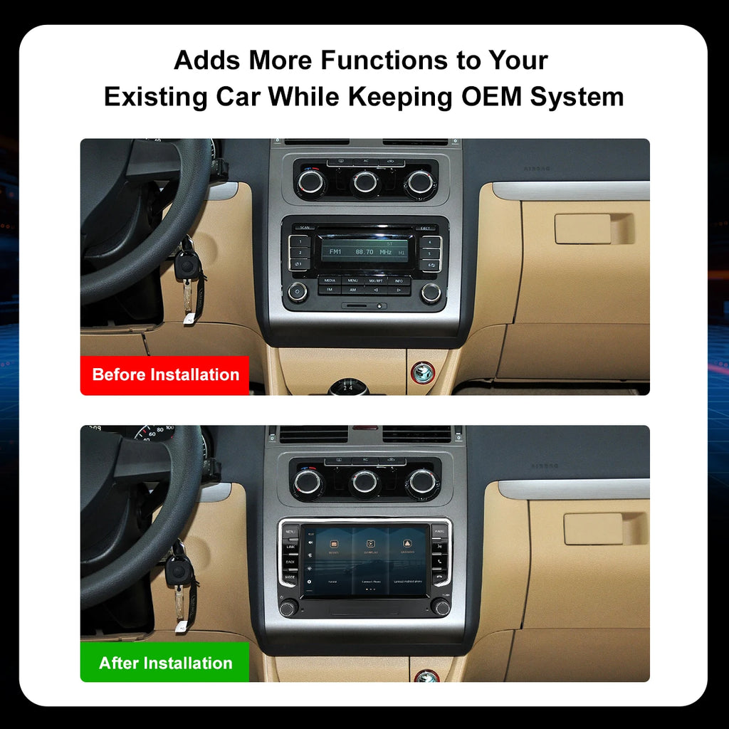 7inch Android Auto Car Radio Multimedia Carplay GPS Stereo For Volkswagen/Seat/Skoda/Passa