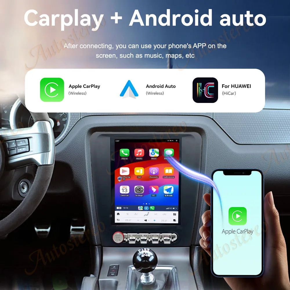 9.7 Inch Android 8+256GB Carplay For Ford Mustang 2010-2014 Tesla Style Car GPS Navigation