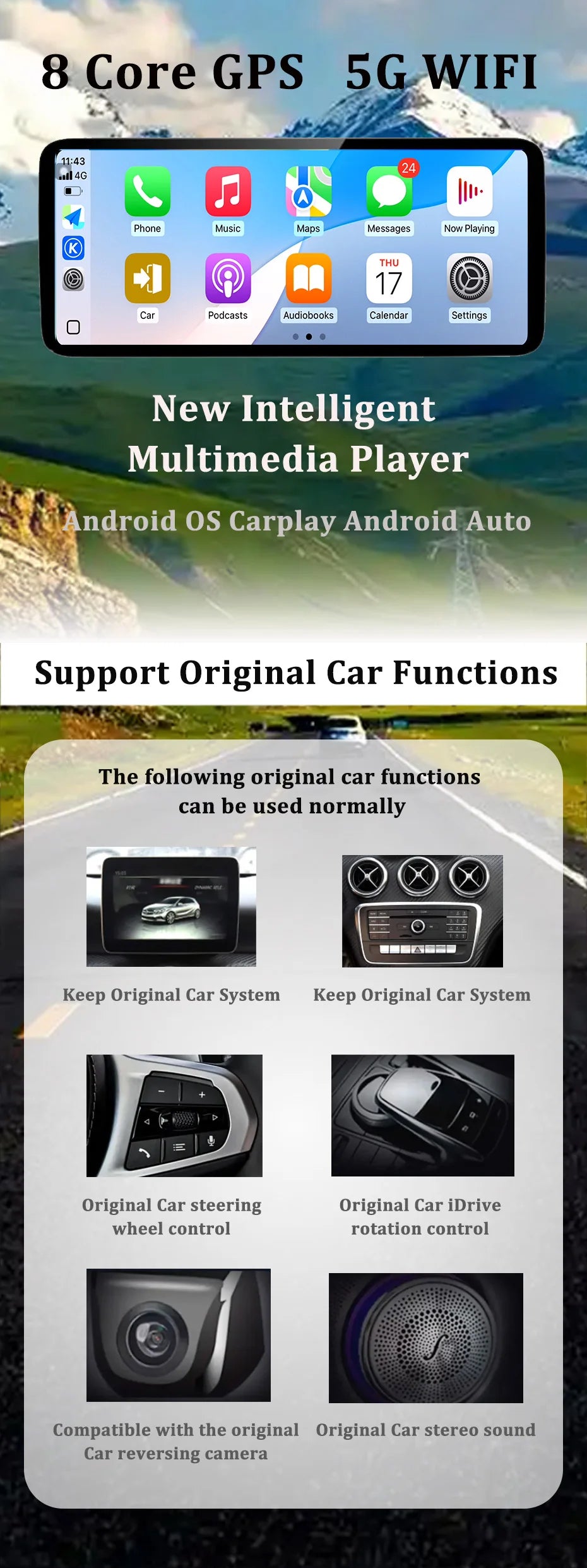 GPS Navi Ultra-Thin screen 4G Android OS Car Video Multimedia Player for Mercedes Benz GLK | AUTOKITSHOP