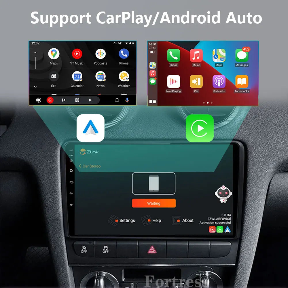 Android 16 Carplay Auto Car Radio For Audi A3 8P 2003-2013 2din Multimedia Player GPS Navi
