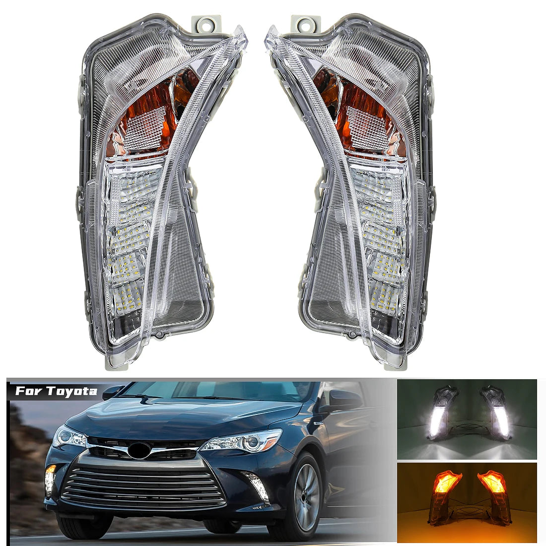 Fog Lights Driving Lamps kits For 2015-2016-2017 Toyota Camry Led DRL Turn Signal 81510060 | AUTOKITSHOP