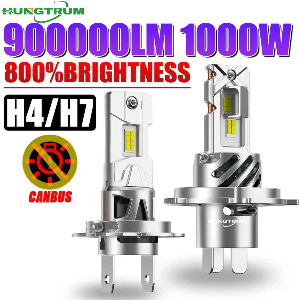 H4 H7 LED Headlight 900000LM 1000W CANBUS Error Free Headlamp 9084 CSP CHIPS 800% Brightne
