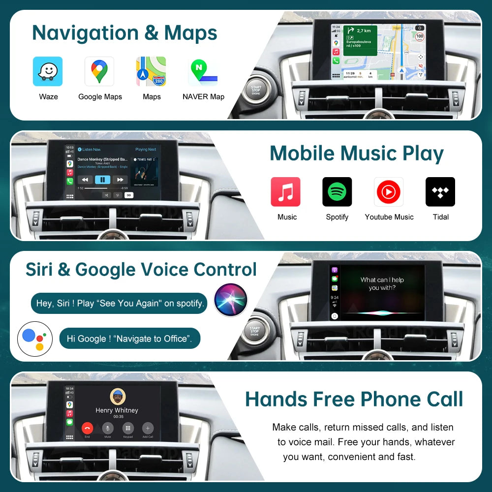 RoadTop Wireless CarPlay for Lexus NX RX IS ES GS RC CT LS LX LC UX 2014-2019 with Android