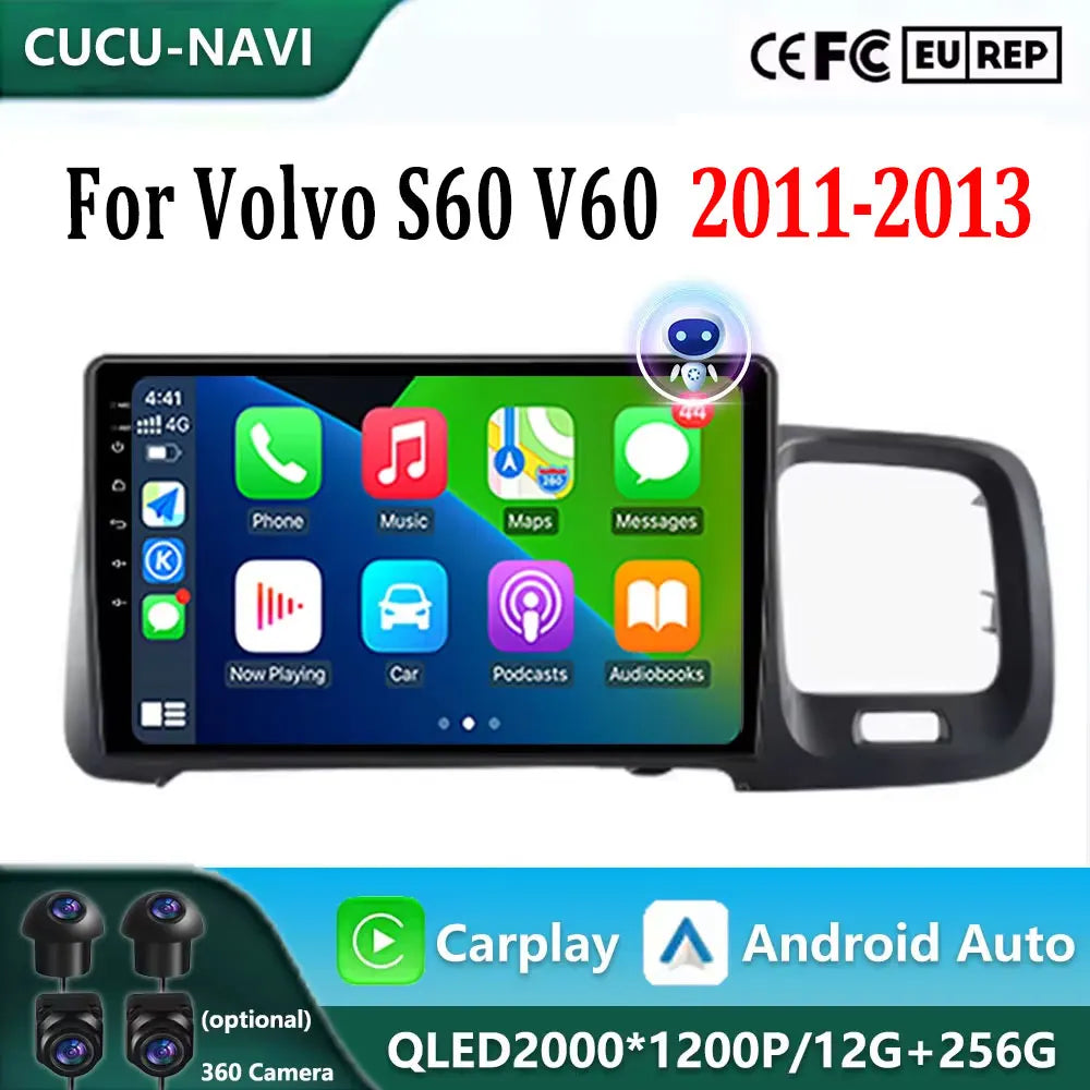 Android 16 For Volvo S60 V60 2011-2013 Wireless Carplay Auto Car Radio Multimedia Navigati | AUTOKITSHOP