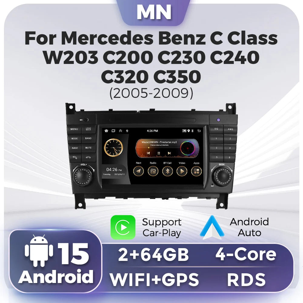 Android Auto Smart Systems Car Radio for Mercedes Benz W203 W209 C180 C200 C220 C230 2005- | AUTOKITSHOP