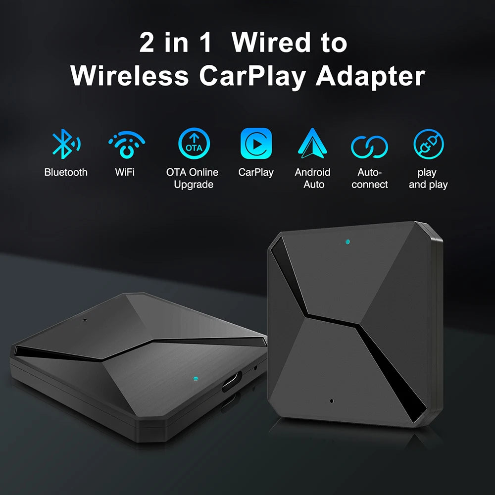 Wireless Carplay Adapter Android Auto 2in 1 Smart Dongle 2024 5G WIFI For iphone Android P