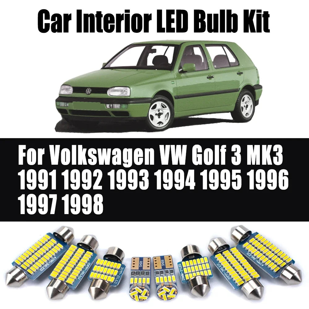 10-Piece LED Interior Light Kit for Volkswagen VW Golf 3 MK3 - Canbus Error-Free Bulbs | AUTOKITSHOP