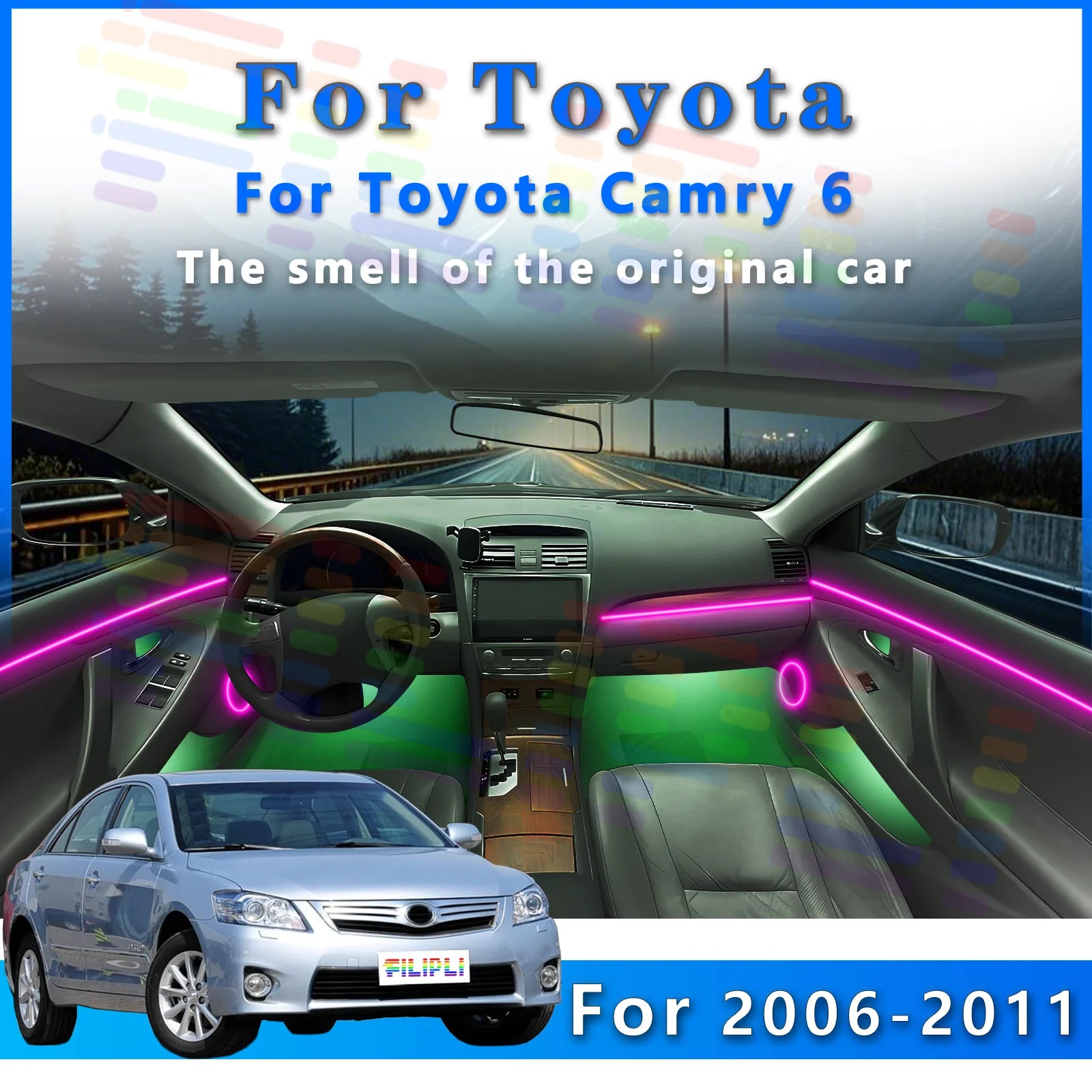RGB - Ambient Light - for Toyota Camry 2006-2011 - App Control - Car Interior Lighting | AUTOKITSHOP