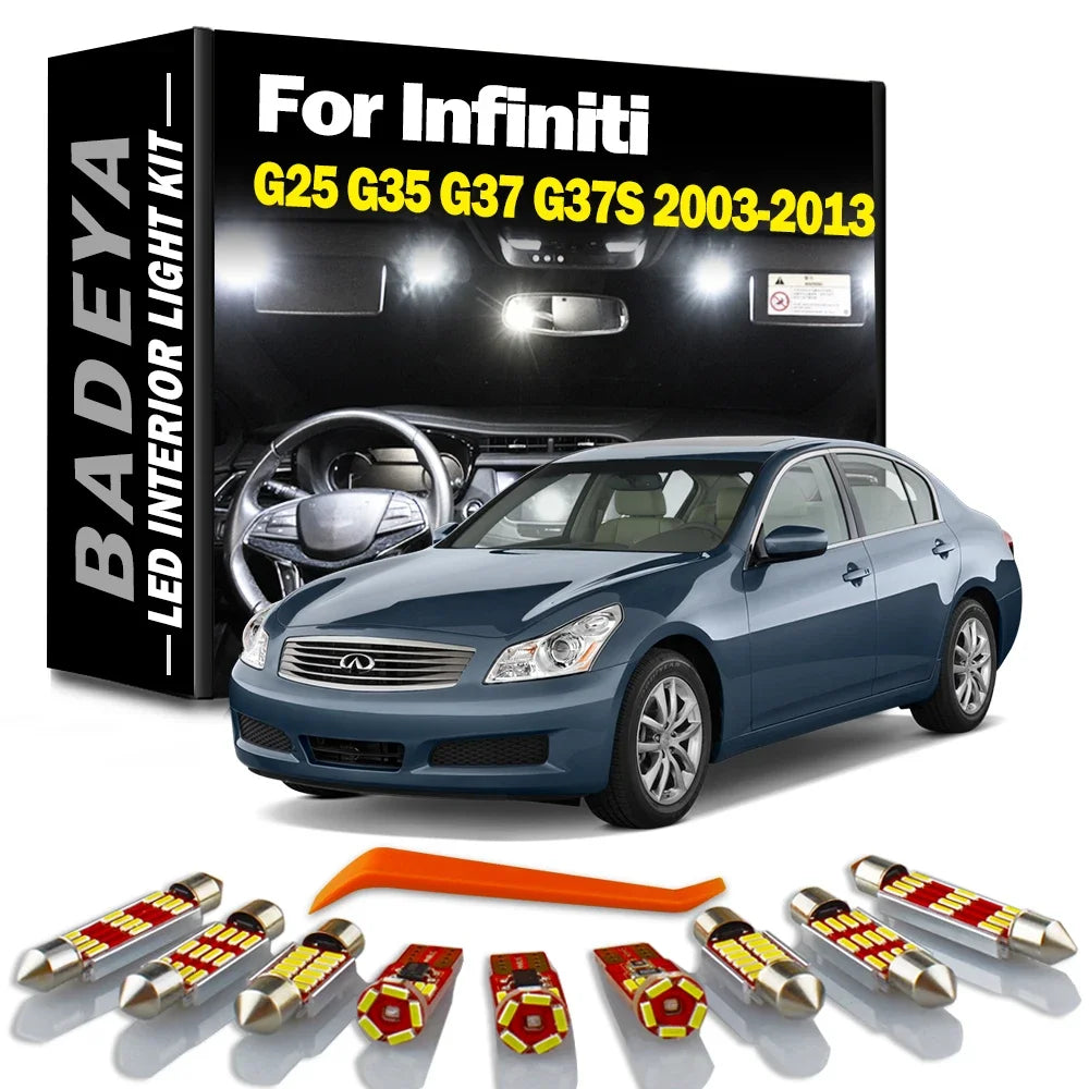 LED Interior Light Kit for Infiniti G25 G35 G37 G37S Sedan Coupe Cabrio 2003- 2009 - Canbus Dome Map Door Trunk Bulbs...