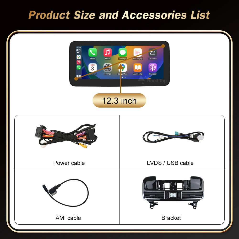 12.3' RoadTop Wireless CarPlay Android Auto Multimedia Display Linux Screen for Mercedes-B