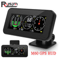 M60 Car GPS HUD Speedometer Intelligent Inclinometer Off-road Speed Display Tilt Pitch Angle Com - Automotive LED Light