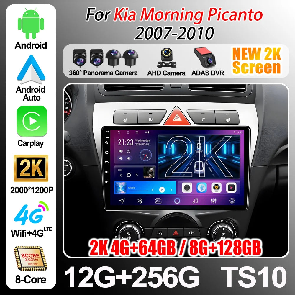 Android 16 For Kia Morning Picanto 2007-2010 Carplay Auto Car Radio Multimedia Player Auto | AUTOKITSHOP