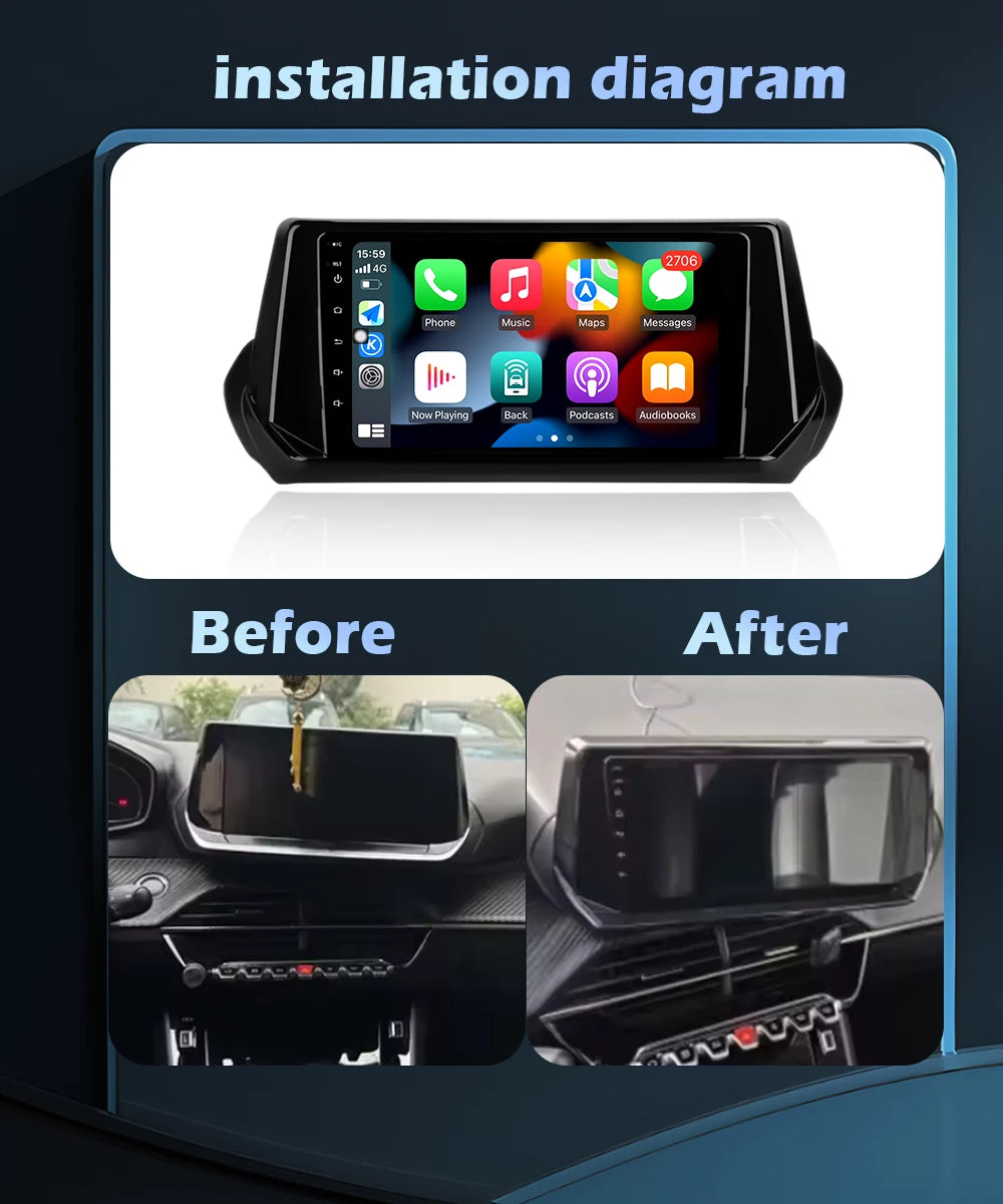 Navigation GPS For Peugeot 2008 208 2019 - 2021 Car Radio Multimedia Player Carplay Androi