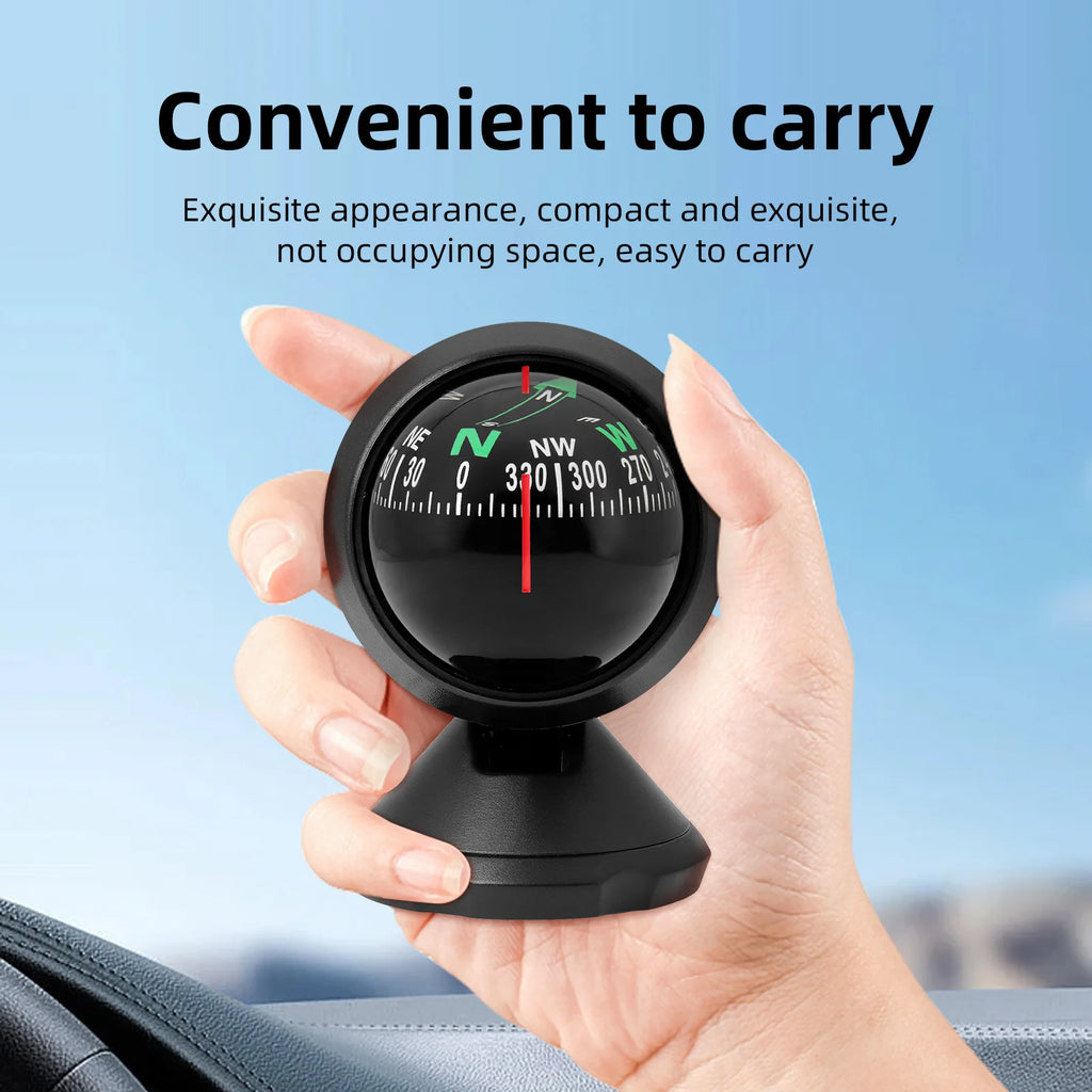 AD Mini Car Navigation Compass 360 ° Rotary Adjustable Spherical Dashboard Guide Compass For Boa - Automotive LED Light