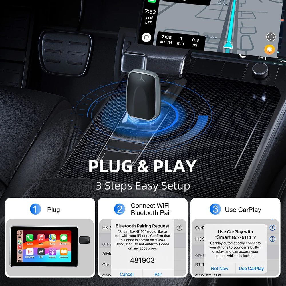 Wireless Carplay Adapter Android Auto Wireless Smart Dongle 2in1 For Volvo Benz Audi Kia H | AUTOKITSHOP