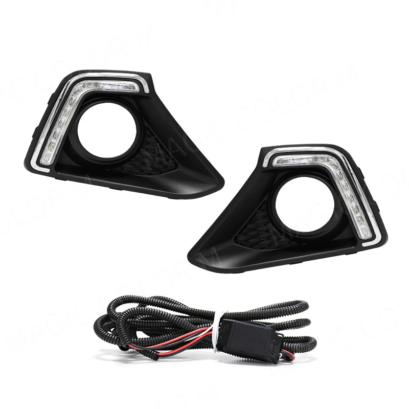 For Hyundai I10 GRAND 2014 2015 2016 DRL Daytime Running Lights Led Fog Lamp Bezel White W | AUTOKITSHOP