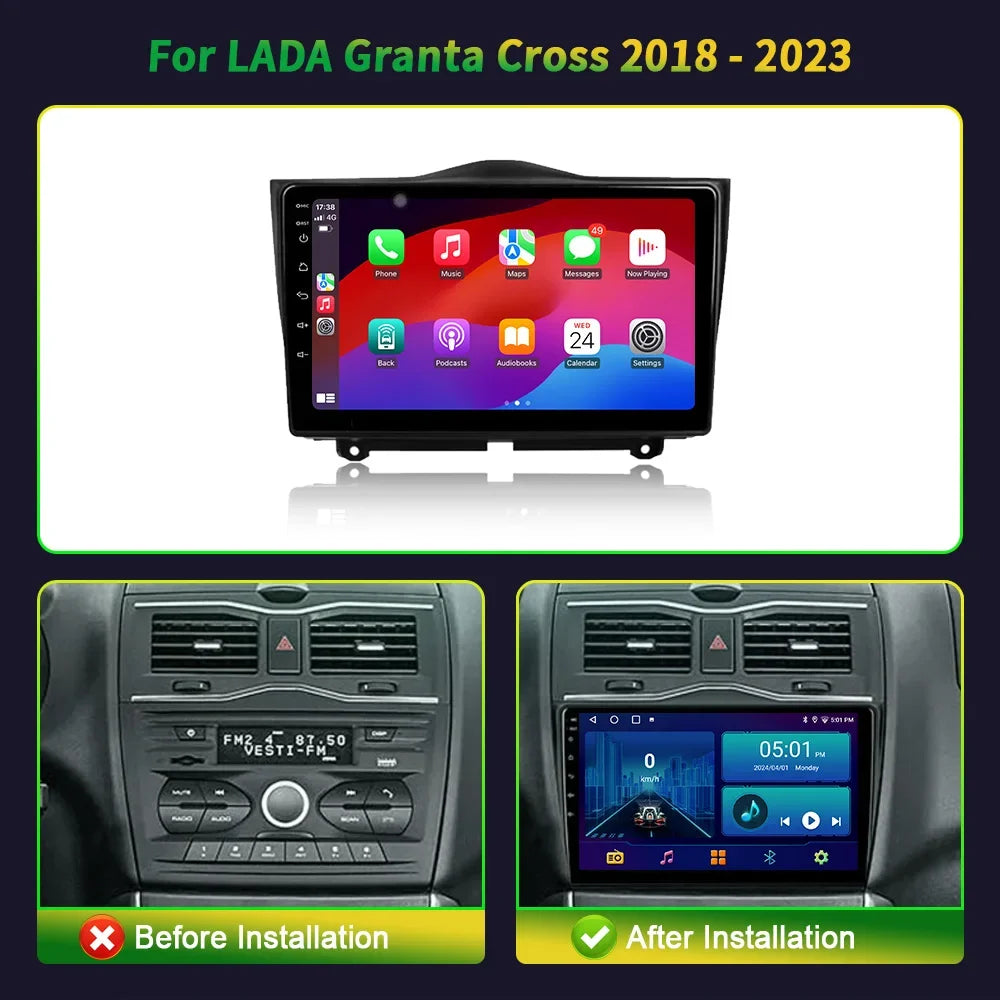 9 inch Car Radio Android 16 For LADA Granta Cross 2018-2023 BT Carplay Multimedia Navigati