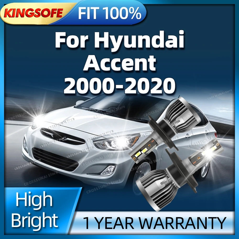 LED Headlight 30000LM H4 Auto Lamp For Hyundai Accent 2000-2020 2009 2010 2011 2012 2013 2