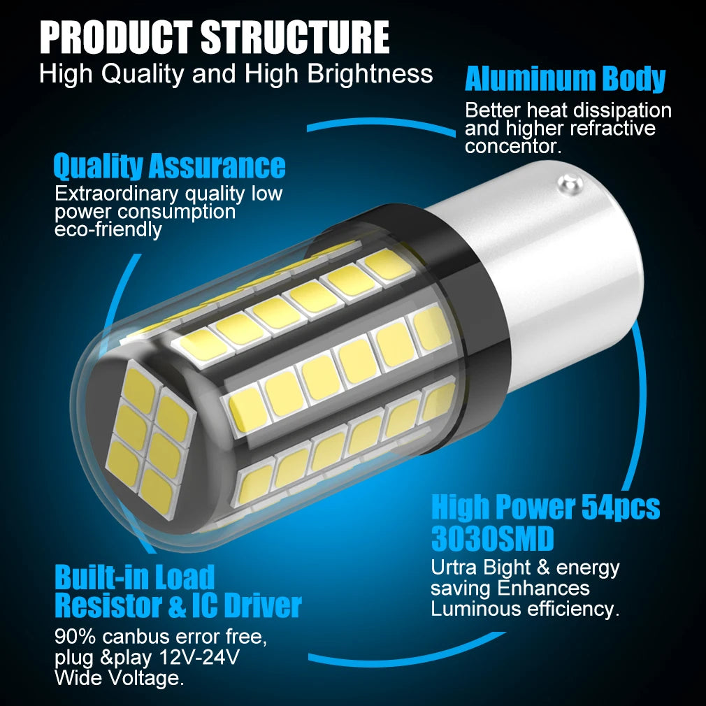 P21W BA15S LED BAU15S PY21W 7440 W21W P21/5W 1157 BAY15D 7443 LED Bulbs Lamp Reverse Turn