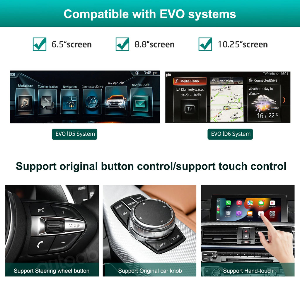 Wireless CarPlay Android AutoFor BMW X1 X3 X5 F16 F86 G01 G03 EVO ID5/ID6 2017-2019 with I | AUTOKITSHOP