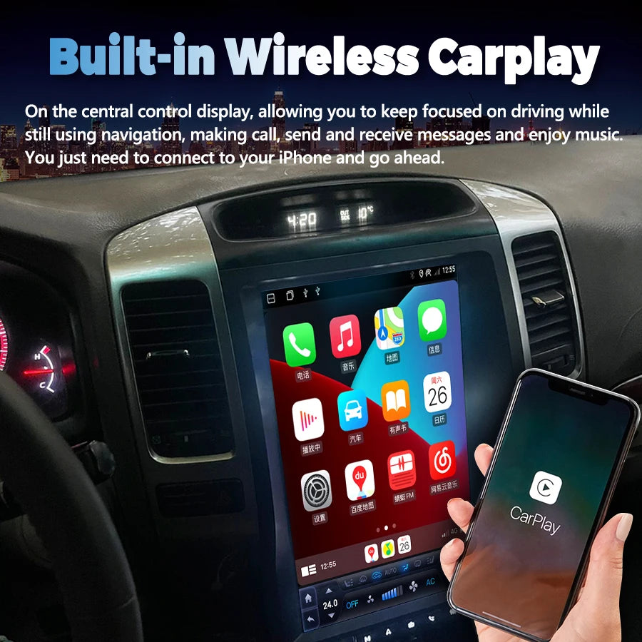 For Toyota Land Cruiser Prado LC120 GPS Car Radio 13.6inch Multimedia Video Player Autorad