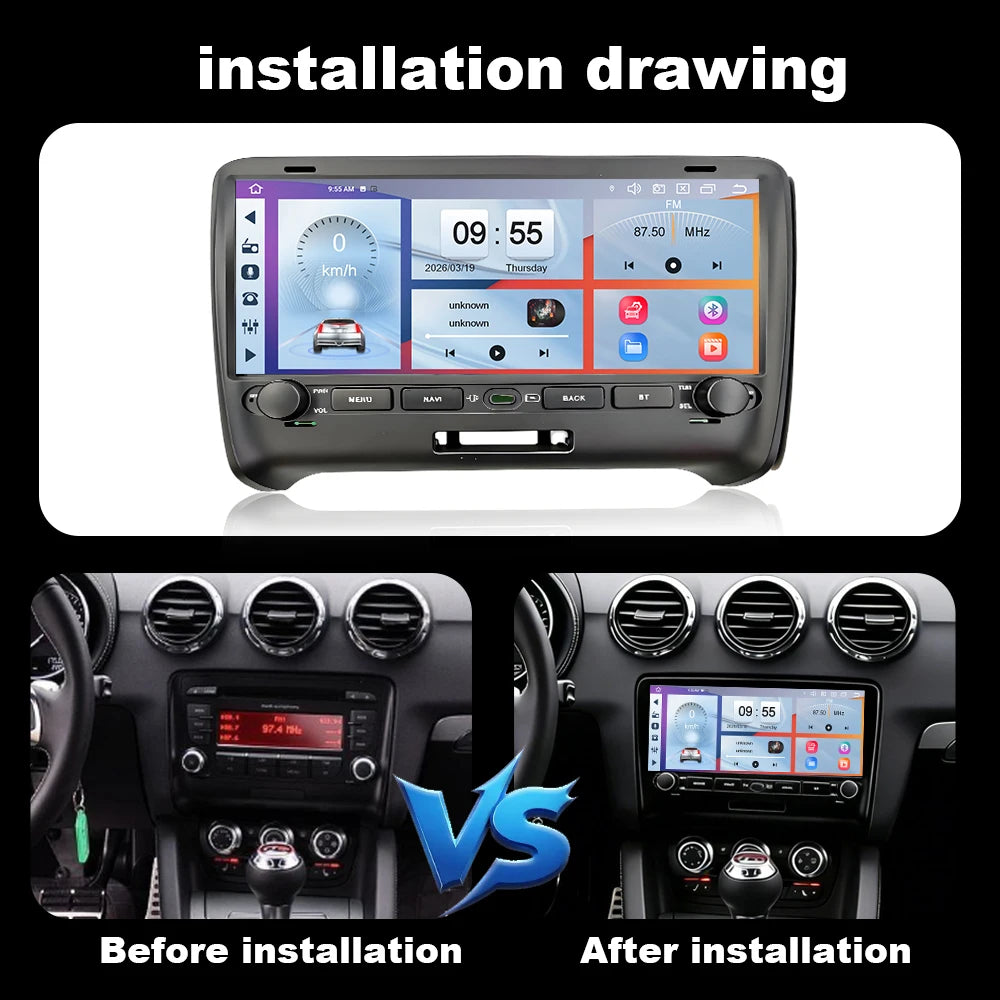 for Audi TT MK2 8J 2006-2014 Car Radio Touch display Multimedia Player Android Auto Wirele