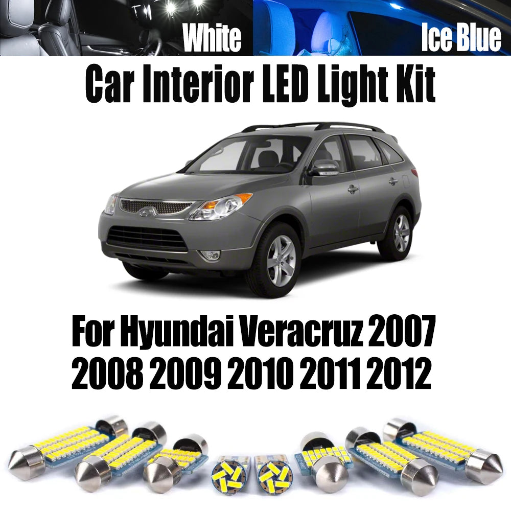 10-Piece LED Interior Light Kit for Hyundai Veracruz - Canbus Error-Free Bulbs | AUTOKITSHOP