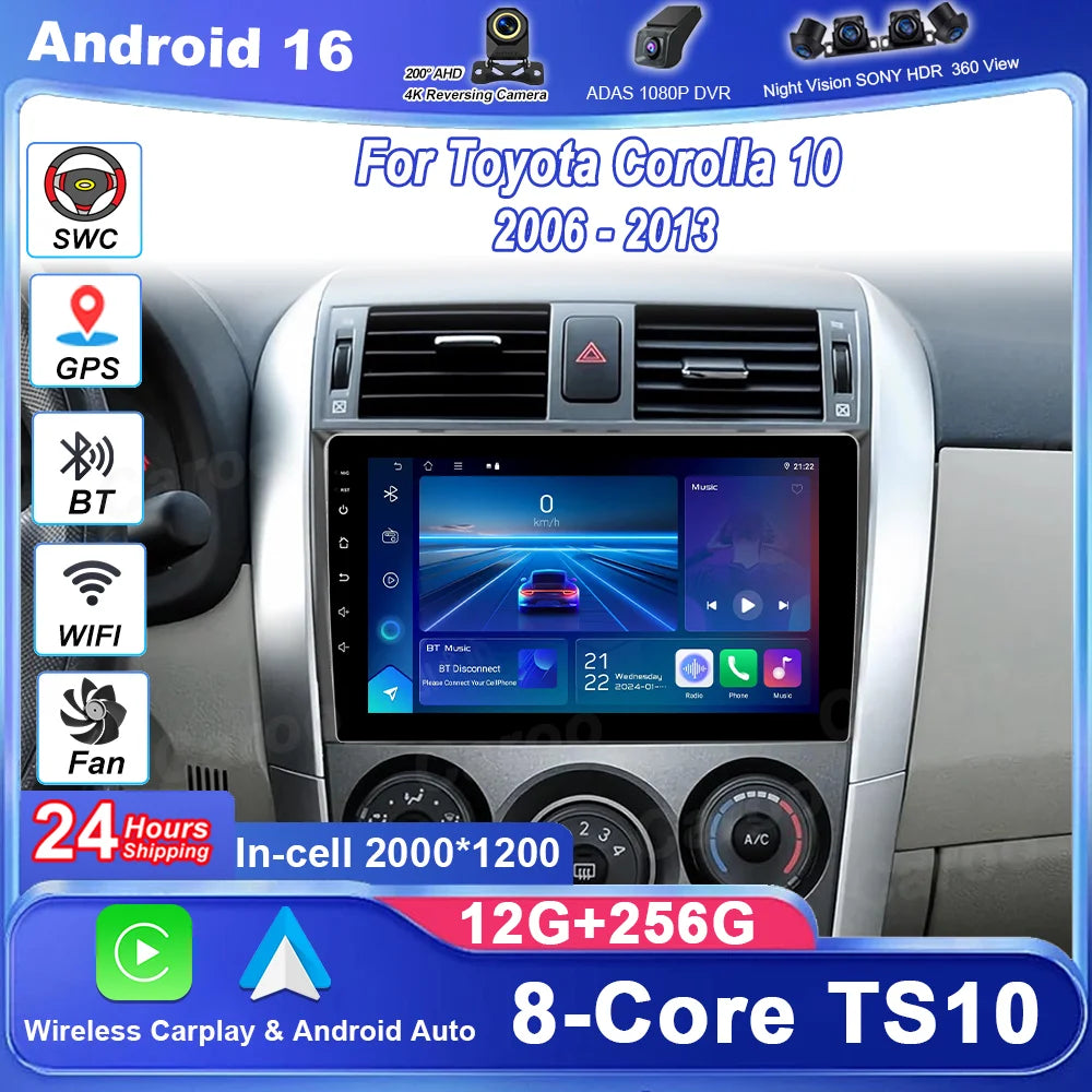 Car Android GPS Navigation For Toyota Corolla 10 2006 - 2013 Auto Radio Stereo Multimidia